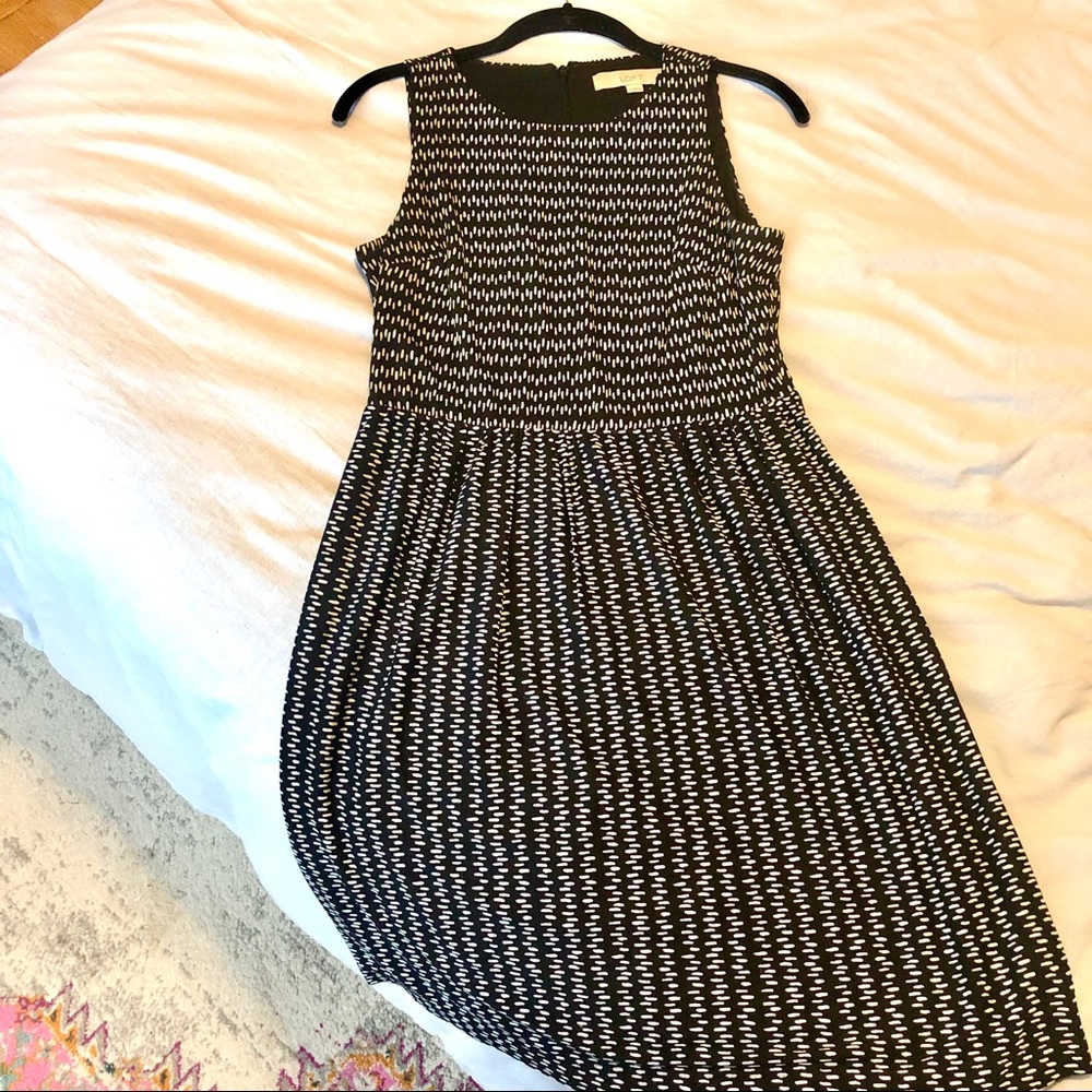 LOFT small petite black and white dress